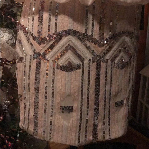 NWT As U Wish Creme Beaded Skirt Mini Dress L - Picture 4 of 7